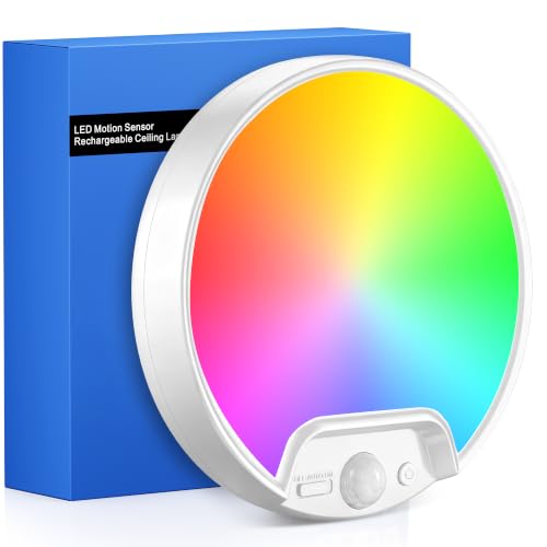 RGB Rechargeable Shower Motion Sensor Ceiling Light with Remote