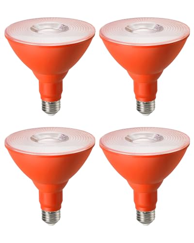 Halloween PAR38 LED Flood Orange Light Bulbs Dimmable 4 Pack (4 Count)