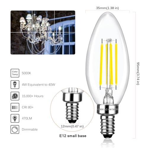 C35 Dimmable LED Candle Light Bulbs 40 Watt Equivalent (12 Count)