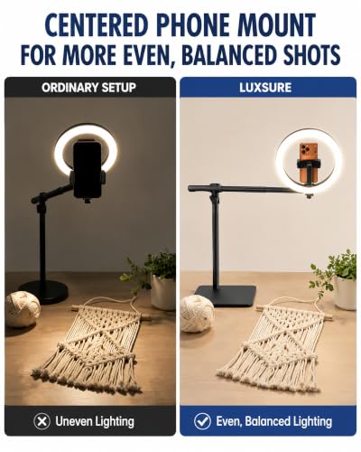 10" Overhead Ring Light for Desk with Weighted Base