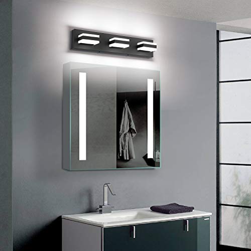 Black Bathroom Vanity Light Fixtures Over Mirror LED Dimmable 3 Lights Bath Lighting Restroom Light Modern Vanity Lights for Bathroom Bath Lights ETL Listed