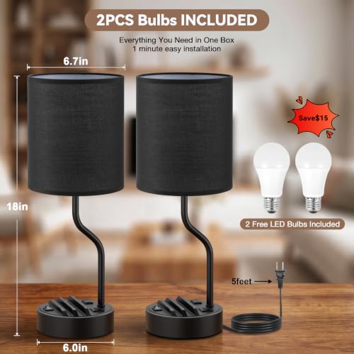 Bedside Lamps for Bedroom Set (2 Count)