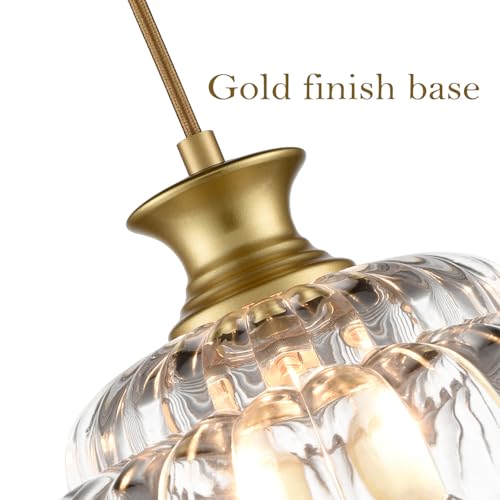 Vintage Gold Clear Glass Pendant Lights Kitchen Island
