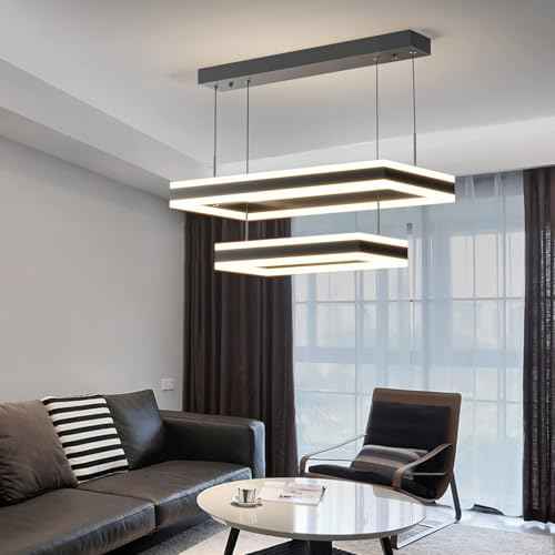 Modern LED Chandelier, 2-Light Ceiling Chandelier Pro for Dining Room Light Fixtures Hanging Color Temperature and Height Adjustable Chandeliers for Living Room, Bedroom, Kitchen (15.7+23.6 Inches)