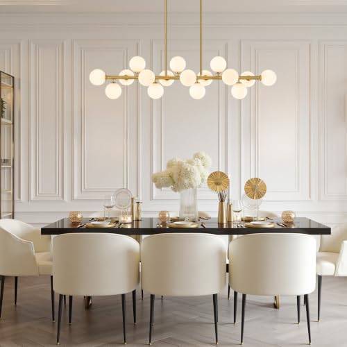 55" Mid Century Modern Glass Globe Sputnik Chandelier with White Bubble