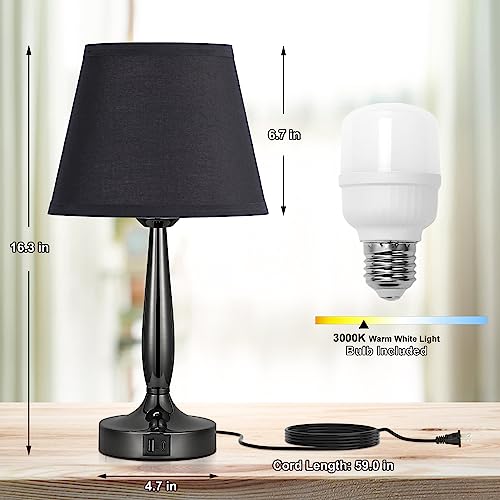 Touch Bedside Lamp for Bedroom with USB C Port
