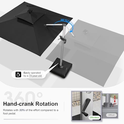 Cantilever Umbrella 9' X 12' Double Top Solar LED Light