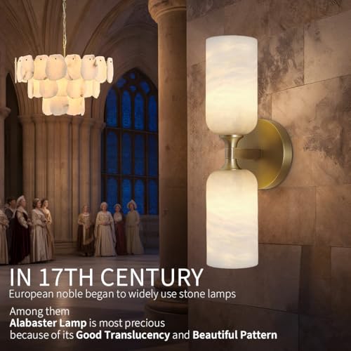 Gold Alabaster Wall Sconces Set of 2 (2 Count)