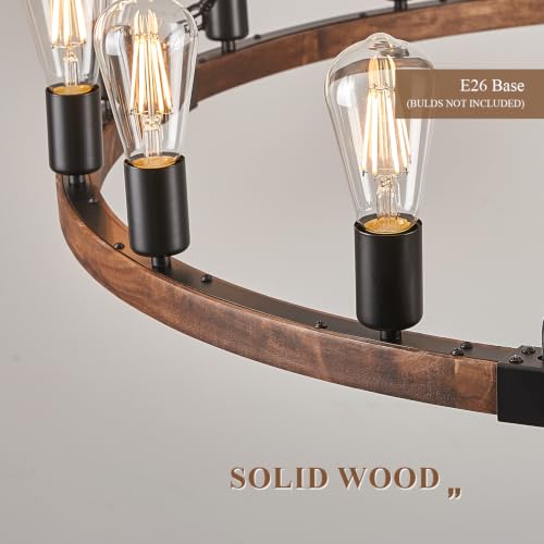 Farmhouse Wood Wagon Wheel Chandelier 16