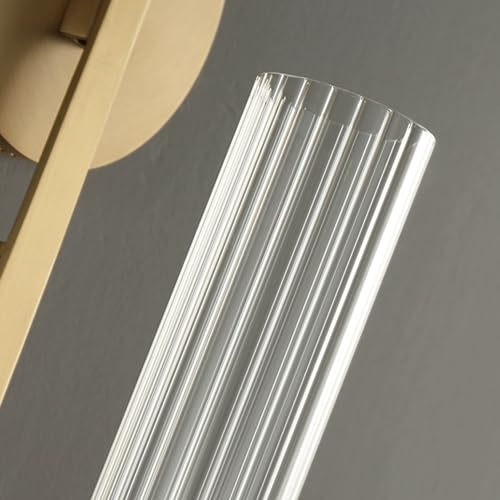 Long Glass Tube Wall Sconce Gold 1 Light Cylinder Fluted Shade