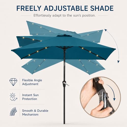 6.5 x 10ft Rectangular Patio Umbrella with Solar Lights