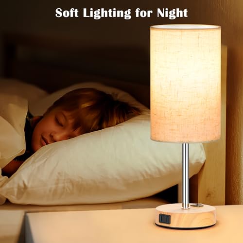 Wood Grain Table Lamp Set of 2 for Bedroom (2 Count)