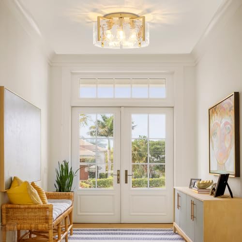 Modern Gold Semi Flush Mount Ceiling Light 4 Lights Ceiling Lamp