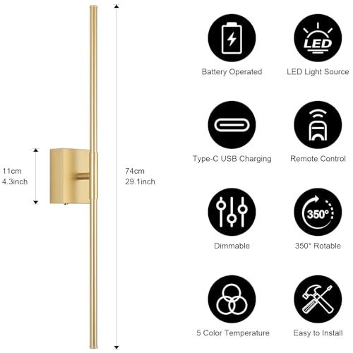 Battery Operated Wall Sconce Set of Two with Remote Control (2 Count)