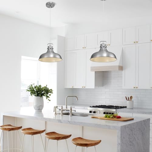Brushed Nickel Modern Pendant Lights Kitchen Island Fixtures (3 Count)