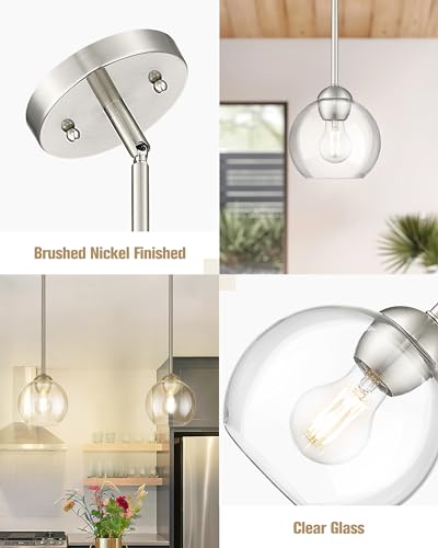 2 Pack Brushed Nickel Pendant Light Fixtures (2 Count)