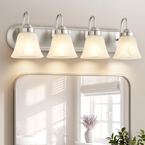 4 Light Brushed Nickel Vanity Light for Bathroom