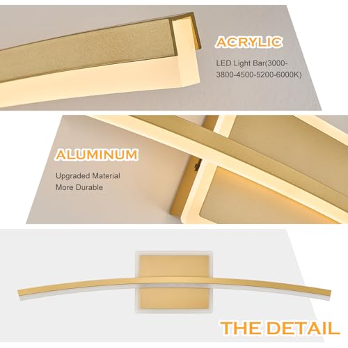 Modern LED Wall Sconce Gold Light Fixtures Over Mirror Modern Bath Wall Lighting for Bathroom
