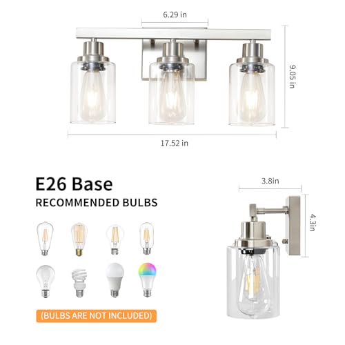 3 Light Bathroom Light Fixtures (3 Count)