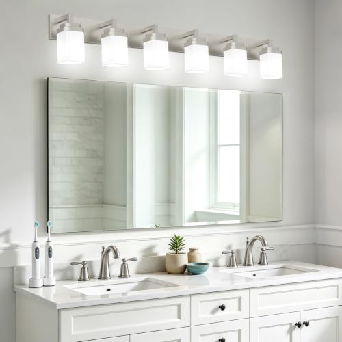 Brushed Nickel Bathroom Light Fixtures (Nickel / 6-Light)