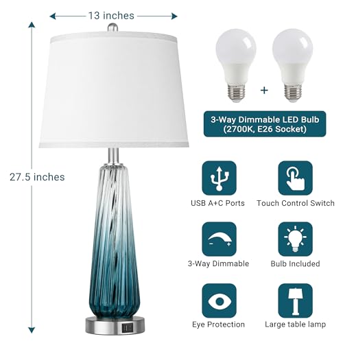 Table Lamps Set of 2 with Touch Control