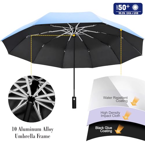 UPF 50+ Beach Umbrella with Adjustable Universal Clamp