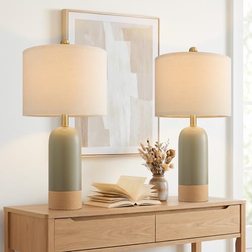 24'' Hand Textured Green Table Lamps