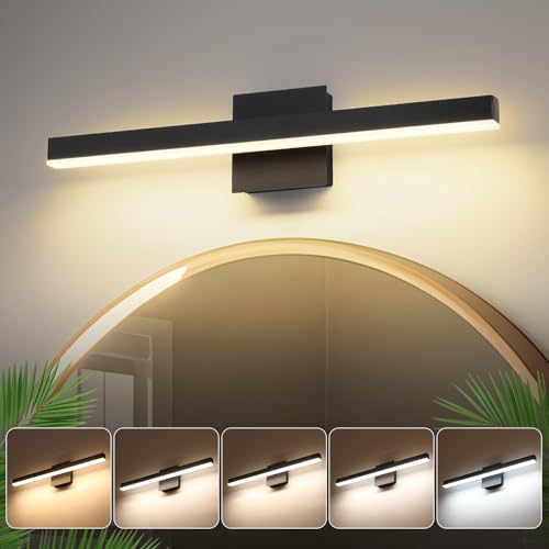 Vanity Light for Bathroom Lighting Fixtures Over Mirror 23.62 Inch Dimmable 5CCT Modern Vanity Lights Black Bathroom Light Bar Bath Wall Sconce ETL Certificated