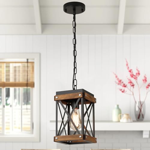 Rustic Farmhouse Wood Pendant Light Fixture One