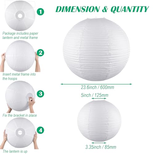 23.6" White Round Paper Lantern