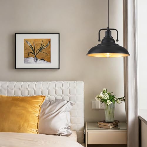 Black and Gold Pendant Light 12.5 inches 2 Packs (2 Count)