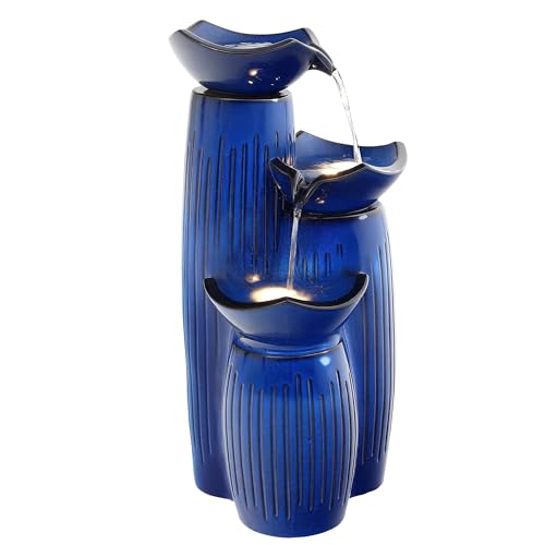 30" H Ceramic Outdoor Water Fountain with Lights
