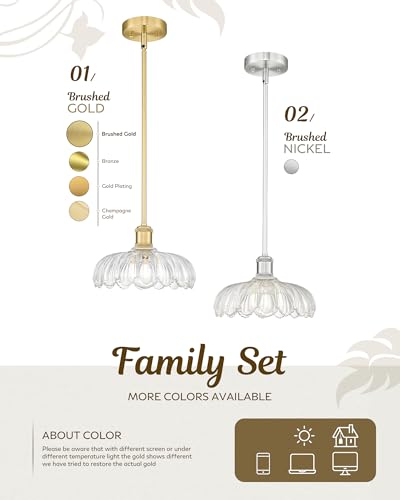Vintage Gold Flower Glass Pendant Light for Kitchen Island
