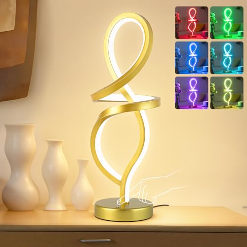 RGB Modern Small Table Lamp with LED Spiral Design