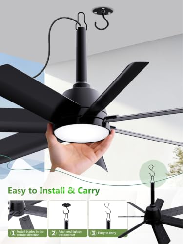Outdoor Gazebo Ceiling Fan with Light and Remote (Black / 28 Inch)