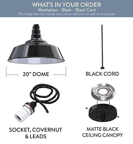 Industrial Pendant Light 20 Inch Extra Large Steel Warehouse Dome
