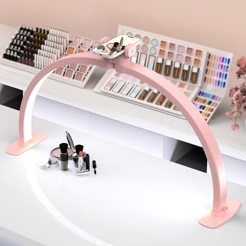 Foldable Half Moon Nail Desk Lamp with Phone Holder