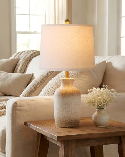 24'' Farmhouse Ceramic Table Lamp with Natural Textured Finish