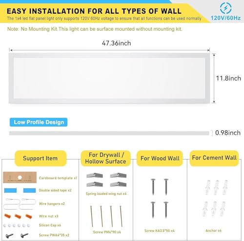 12 Pack 1x4 LED Flat Panel Light Surface Mount White (12 Count)
