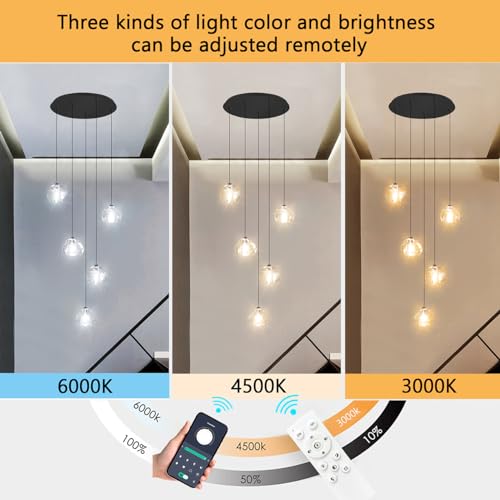 Modern Glam Chandelier LED Kitchen Pendant Lights Island Lighting Remote Dimmable Fixtures Bubble Crystal Floating Chandelier Black Corner Pendants Light