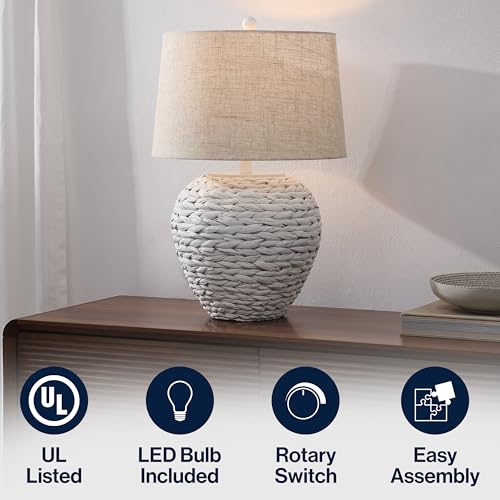 Alaro Table Lamp Woven Water Hyacinth Basket 24.5"