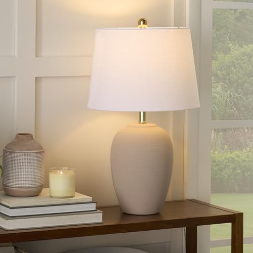 Home 23" Light Pink Ceramic Jar Table Lamp for Bedroom