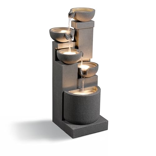 39.76” H 5 Tiers Cascading Bowls Outdoor Water Fountain Made with Eco