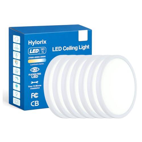 6pack 12in 24W 3CCT Low Profile LED Flush Mount Ceiling Light (White)