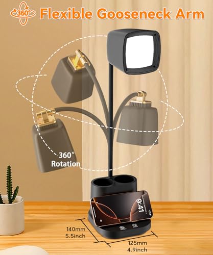 LED Desk Lamp for Dorm 2 USB Ports