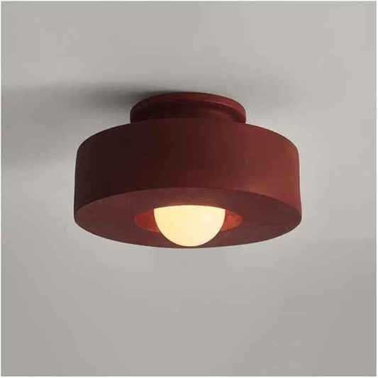 Japanese Wabi-sabi Style Resin Ceiling Light Fixture - 11.81 Inch Semi Flush Mount Ceiling Lighting for Hallway, Kitchen, Corridor, Bedroom, Entryway, Porch, Foyer(Red)