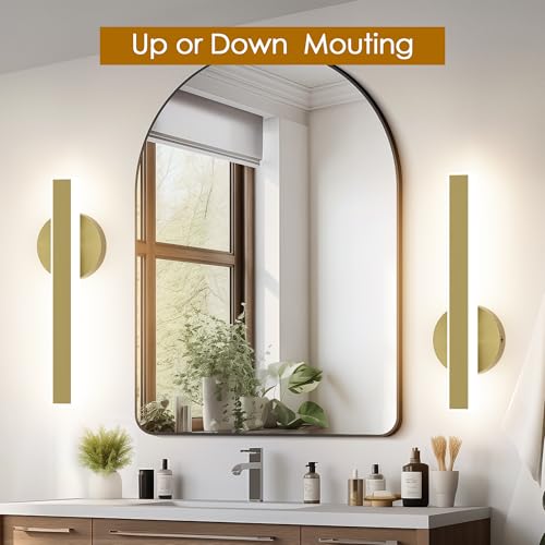 Gold Wall Sconce Hardwired Modern LED 18W Wall Sconce Set of Two