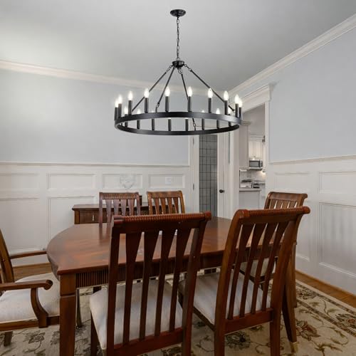 Black Wagon Wheel Chandelier