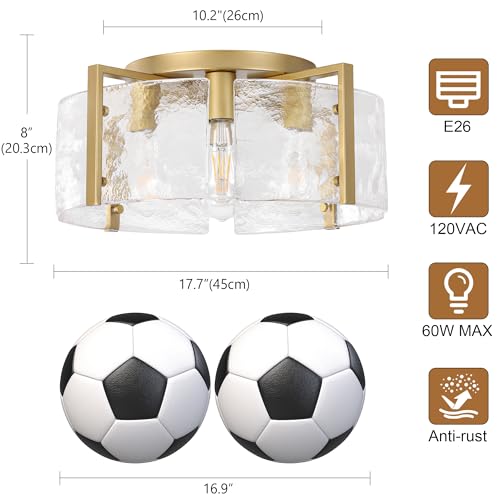 Gold 4 Light Semi Flush Mount Ceiling Light