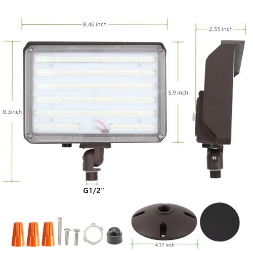 80W Outdoor LED Flood Light Dusk to Dawn with Knuckle